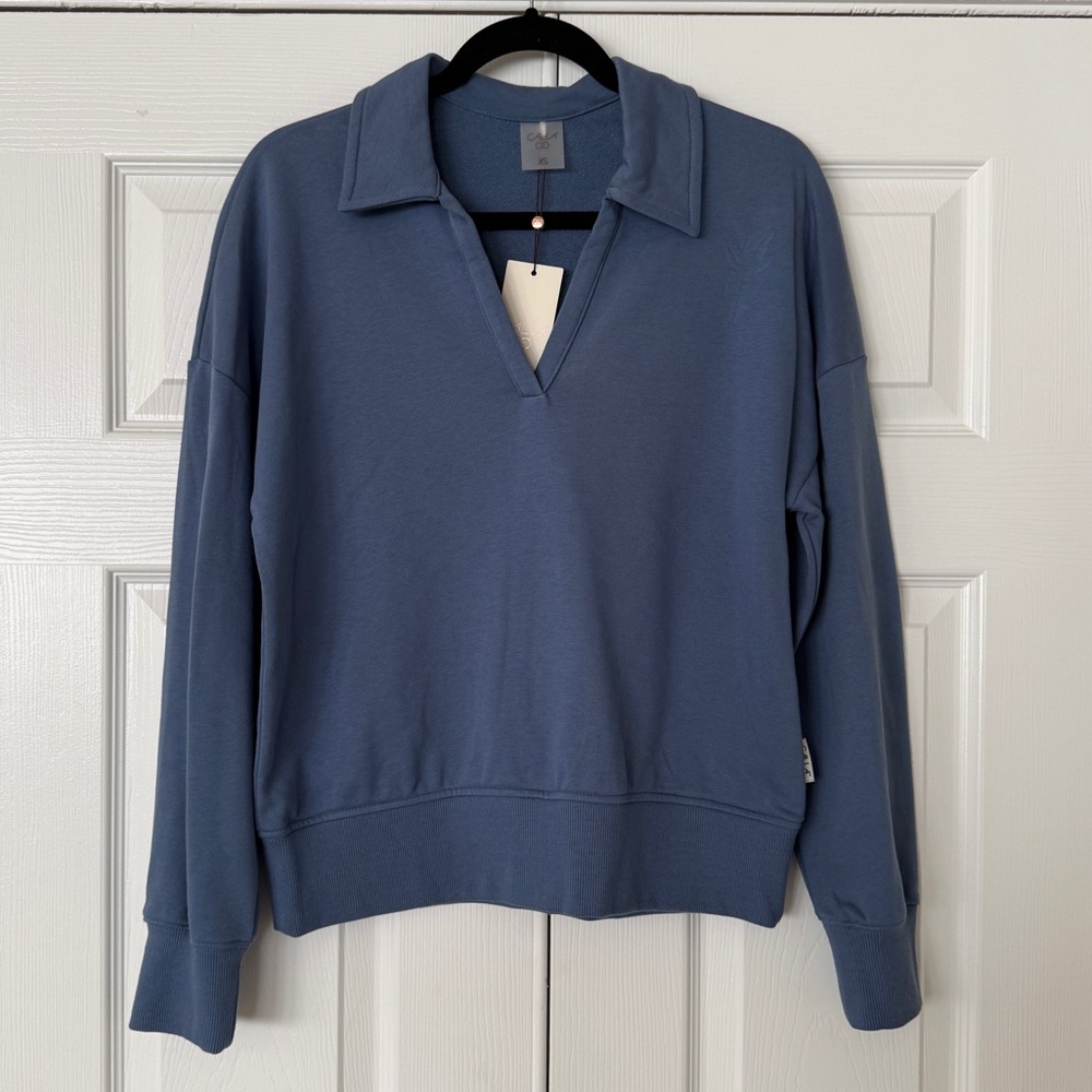 NWT Calia relaxed collar terrycloth sweatshirt, size XS